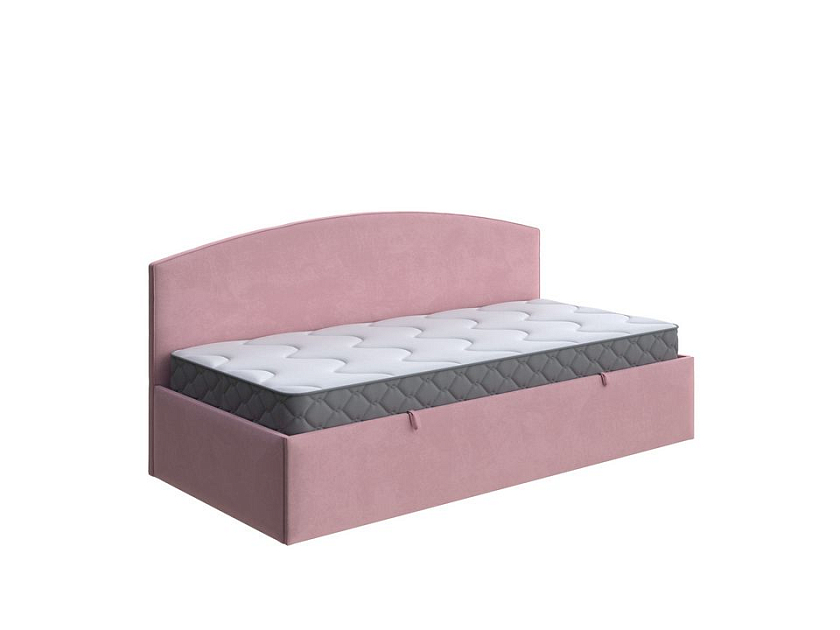 Кровать Hippo c подъемным механизмом 90x180 Ткань: Велюр Casa Жемчужно-розовый - Удобная детская кровать с подъемным механизмом в мягкой обивке