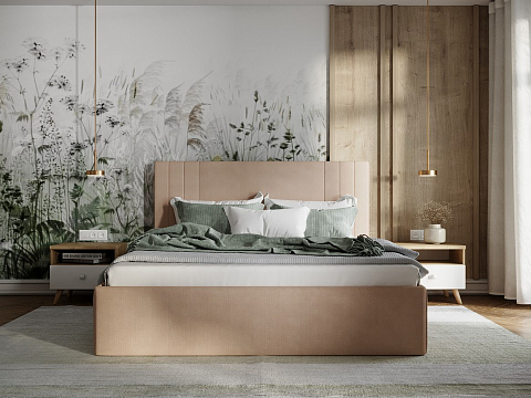 Кровать в стиле минимализм Liberty - Аккуратная мягкая кровать в обивке из мебельной ткани